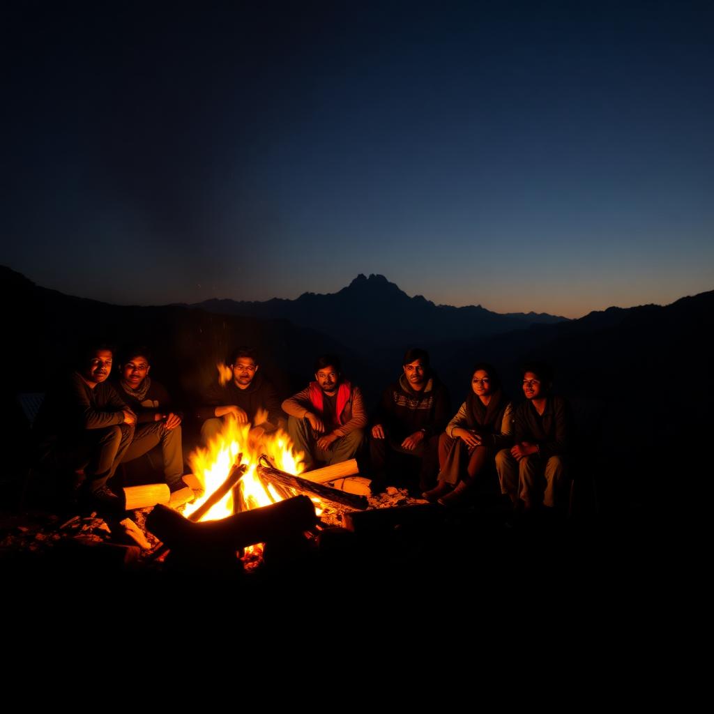 Bonfire night under stars
