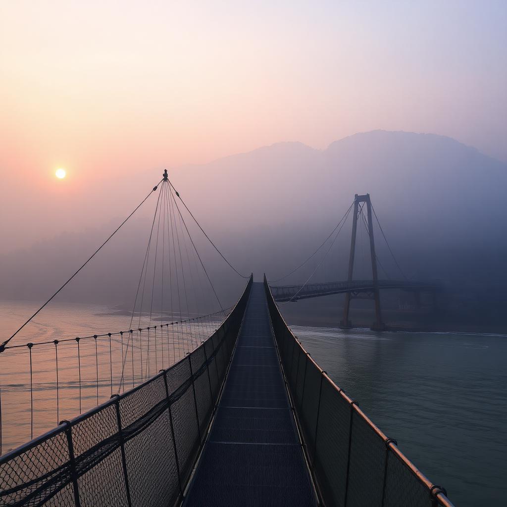 Laxman Jhula bridge at sunrise