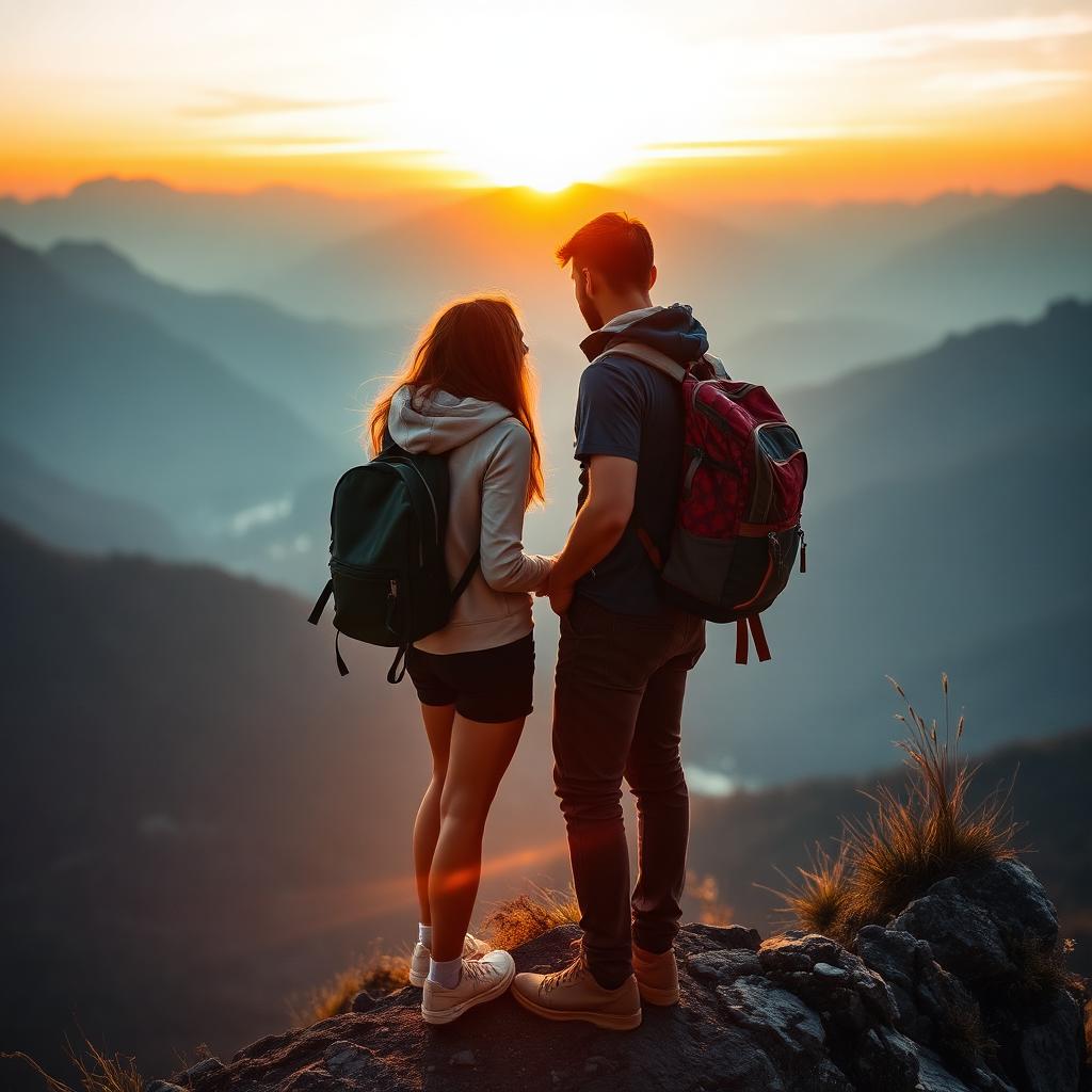 Couple watching sunset